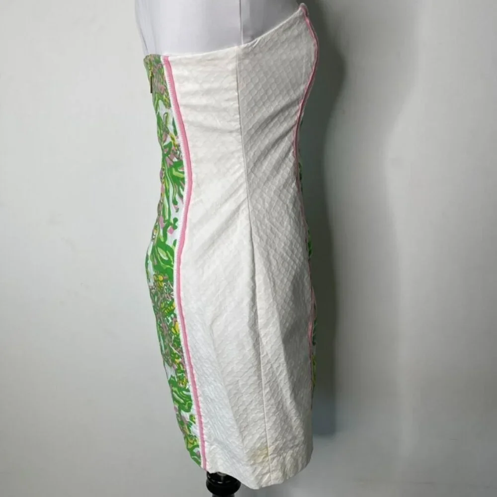 Lilly Pulitzer Angela Strapless Sweetheart Dress Resort White Pink Elephants 2 - Picture 8 of 15